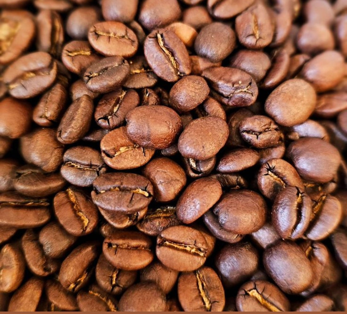 Close-up of roasted coffee beans